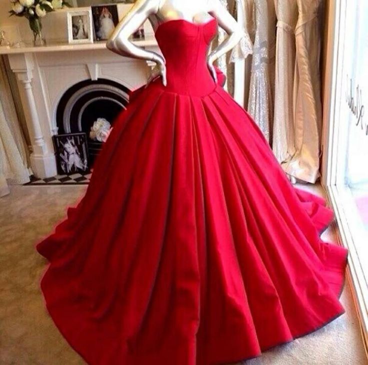 Custom Made Red Ball Gown Prom Dresses 2024 Long Satin Wedding Dresses
