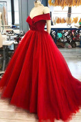 A Line Off the Shoulder 2024 Purple Tulle Prom Dresses Long Evening Gown