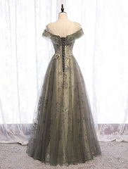 A-Line Evening Gown Elegant Dress Wedding Floor Length Short Sleeve Tulle with Pleats