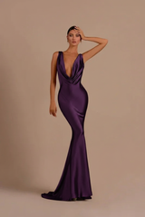 Elegant Champagne Mermaid Prom Dress Long Slimming with Ruffles