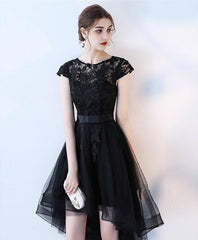 Black Homecoming Dress , High Low Tulle and Lace Formal Dress, Prom Dress
