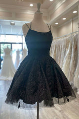Glitter Appliques Lace-Up A-Line Short Homecoming Dress