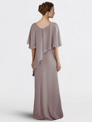 Aimishang Sheath / Column Mother of the Bride Dress Wedding Guest Plus Size Elegant V Neck Floor Length Chiffon Half Sleeve with Beading Fall