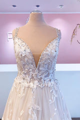 Romantisch lange a-line sweetheart appliques kanten tule trouwjurk