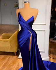 Royal Blue Sweetheart Prom Dress With Split