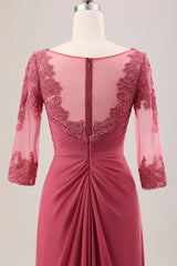 A Line Scoop Neck Chiffon Mother of Bride Dress with Appliques
