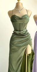 Classy Split Prom Dresses Floor Length Formal Evening Dress