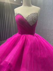 Ruffled Fuchsia Wedding Dresses Tiered Ball Gowns Corset Back 231068