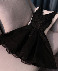 Robe de bal courte en dentelle noire en V, robes de retour, robes de retour à la maison