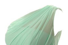 Eenvoudige a-line chiffon ruches mint groene lange bruidsmeisje jurk