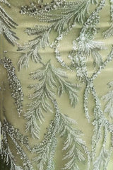 Sage Lace Beadings Mermaid V-neck Mother of the bride Dresses with Cape