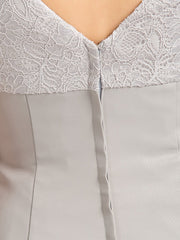 A-Line Mother of the Bride Dress Floral High Low V Neck Asymmetrical Chiffon Lace Short Sleeve with Pleats Flower