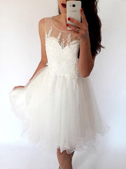 Scoop Sleeveless Short/Mini A-line With Applique Prom Dresses