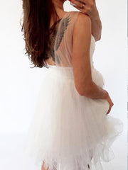 Scoop Sleeveless Short/Mini A-line With Applique Prom Dresses
