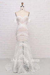 SD0369 Ivory Lace Beach Wedding Dresses Sweetheart Neck Rustic Boho Wedding Dresses