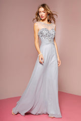 Sequin Embellished Chiffon Long Prom Dress Sale
