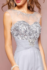 Sequin Embellished Chiffon Long Prom Dress Sale