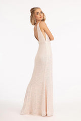 Sequined Sleeveless Long Evening Dress