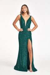 Sequined Sleeveless Long Evening Dress