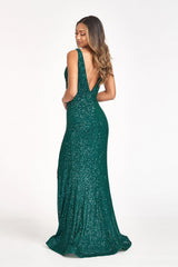 Sequined Sleeveless Long Evening Dress