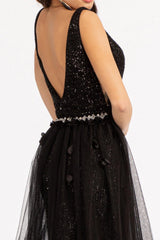 Sequined Sleeveless Long Evening Dress