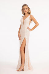 Sequined Sleeveless Long Evening Dress