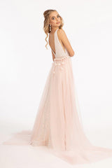Sequined Sleeveless Long Evening Dress