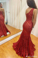 One Shoulder Sequin Prom Dresses 2024 Long Mermaid Evening Gown