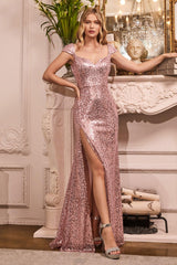 Cinderella Divine CH171 Beaded Long Prom Dress