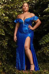 Cinderella Divine CH167C Sexy Formal Long Slit Prom Dress
