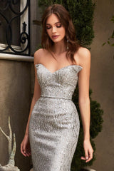 Cinderella Divine CR863 Sexy Strapless Long Formal Prom Dress