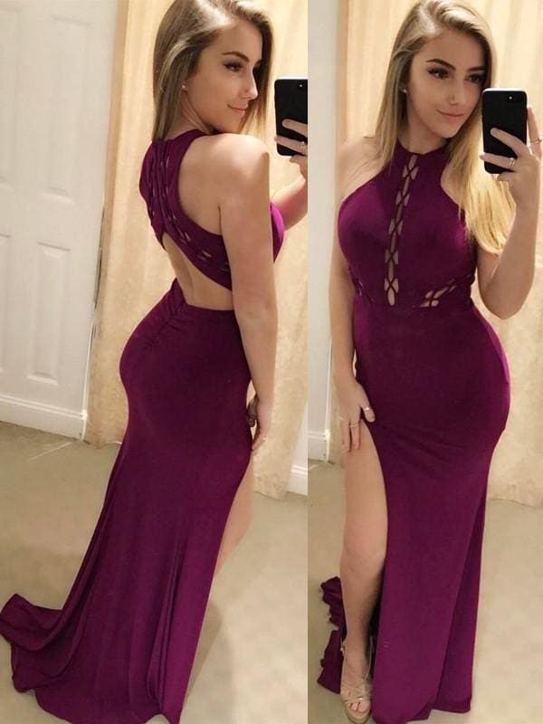 Sheath Jersey Scoop Sleeveless Floor-Length With Ruffles Dresses