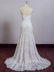 Sheath Lace Boho Wedding Dresses with Removable Sleeves VW1092