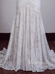 Sheath Lace Boho Wedding Dresses with Removable Sleeves VW1092
