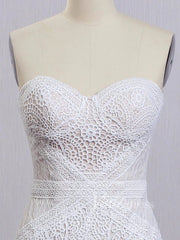 Sheath Lace Boho Wedding Dresses with Removable Sleeves VW1092