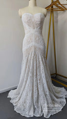 Sheath Lace Boho Wedding Dresses with Removable Sleeves VW1092