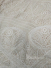 Sheath Lace Boho Wedding Dresses with Removable Sleeves VW1092