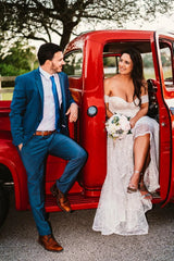 Sheath Lace Boho Wedding Dresses with Removable Sleeves VW1092