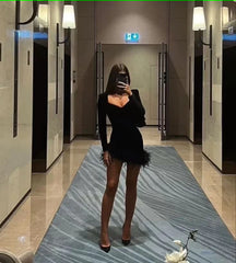 gaine à manches longues robes de retour noire 18e tenues d'anniversaire
