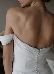 Sheath One-Shoulder Sleeveless Satin Wedding Dresses with Slit Sexy