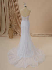Sheath Spaghetti Straps Court Train Corset Wedding Dress