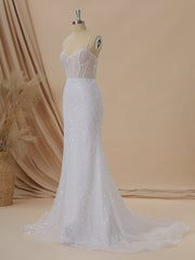 Sheath Spaghetti Straps Court Train Corset Wedding Dress