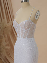 Sheath Spaghetti Straps Court Train Corset Wedding Dress