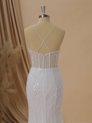 Sheath Spaghetti Straps Court Train Corset Wedding Dress