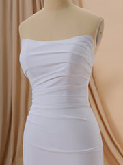 Sheath Stretch Crepe Straight Pleated Court Train Wedding Dress