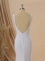 Sheath Stretch Crepe V-neck Court Train Wedding Dress