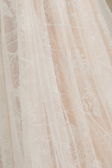 Sheer Tulle A-Line Wedding Dress With Lace Illusion Sleeves