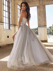 Silver Grey Prom Dress, Prom Dresses, Evening Gown, Graduation School Party Dress, Winter Formal Dress