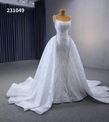 Shimmering Sequin Mermiad Wedding Dresses with Detachable Train and Spaghetti Strap 231049