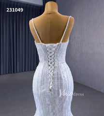 Shimmering Sequin Mermiad Wedding Dresses with Detachable Train and Spaghetti Strap 231049